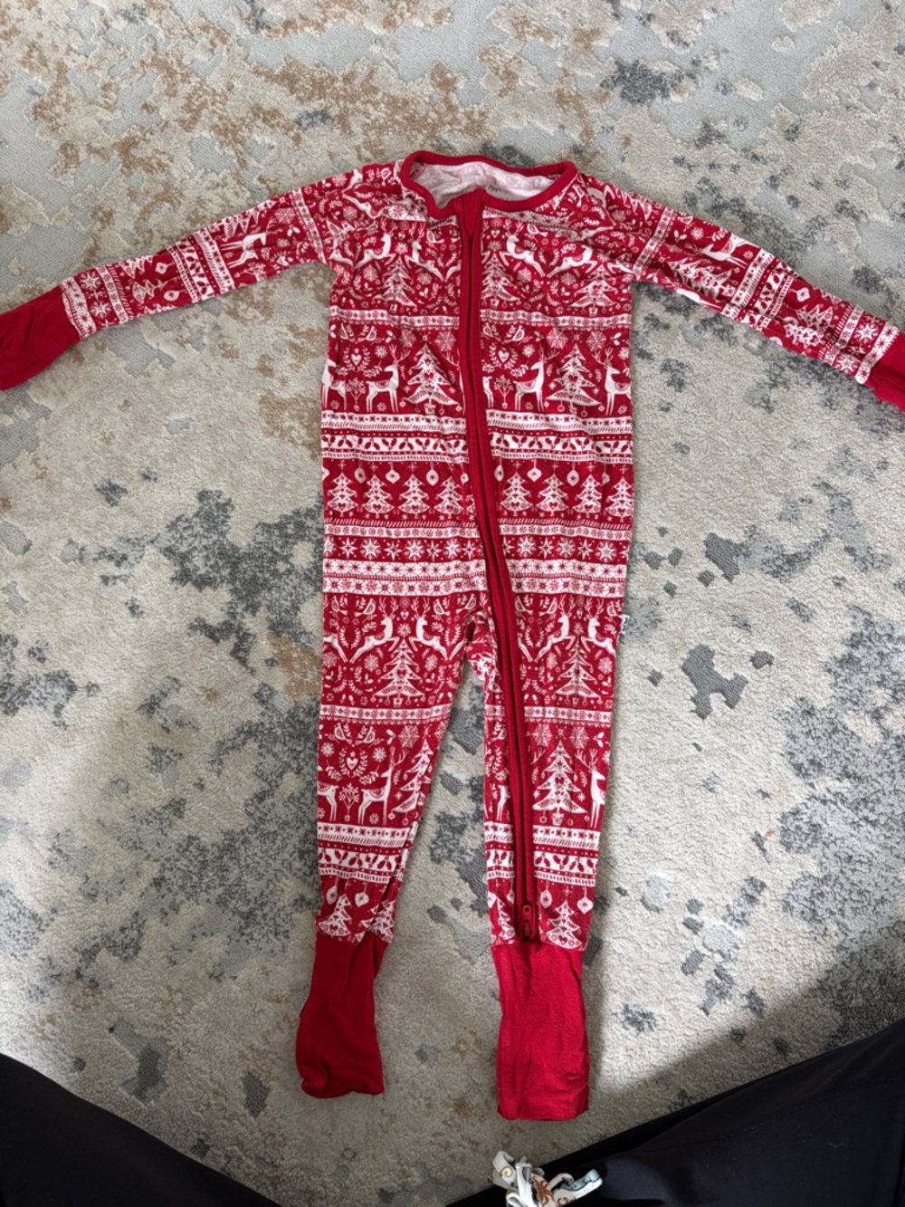 Little Sleepies Red Holiday Print One-Piece Footed Pajama